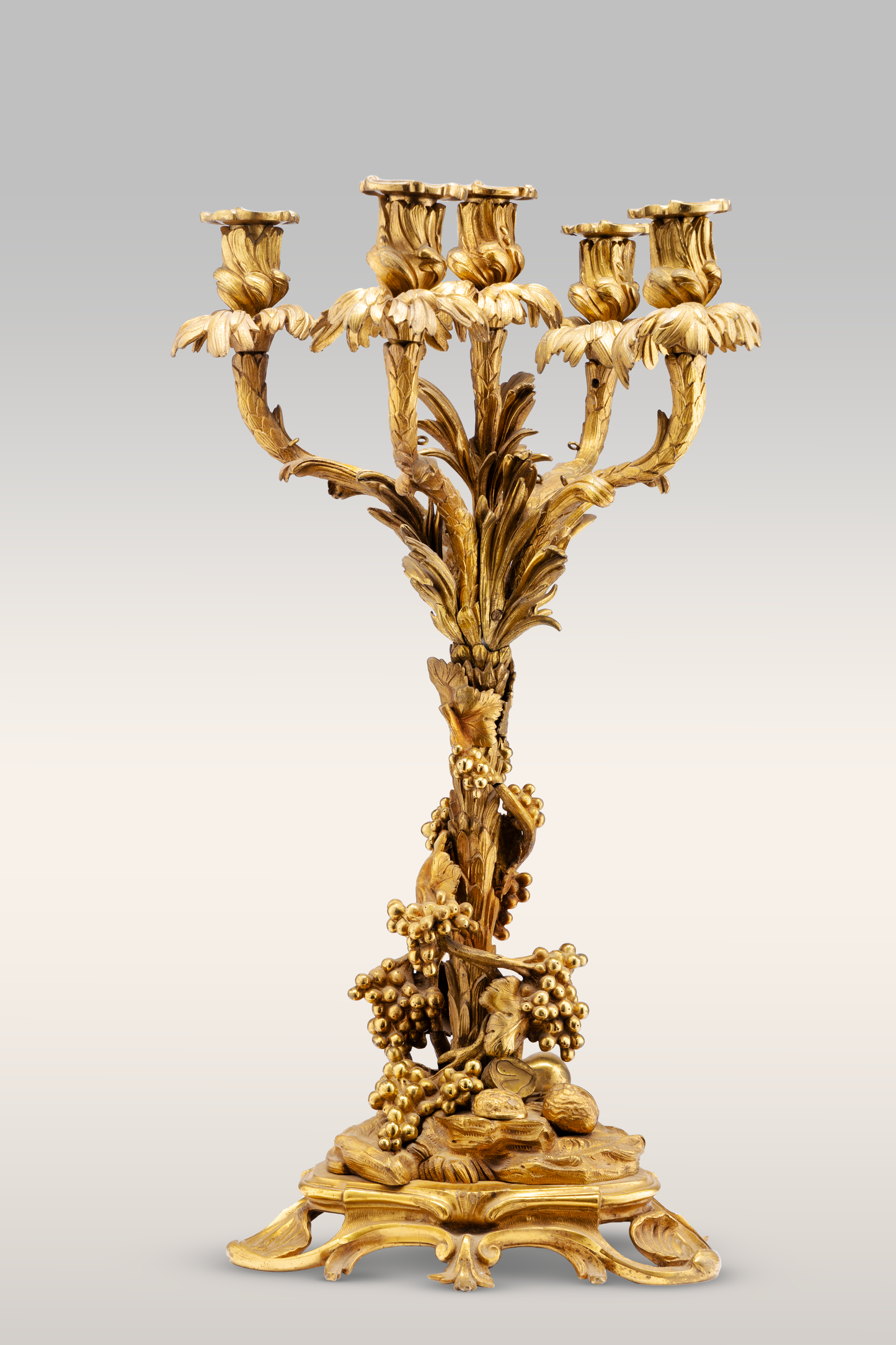 A Pair of French Ormolu Bronze Ornate Candelabrums