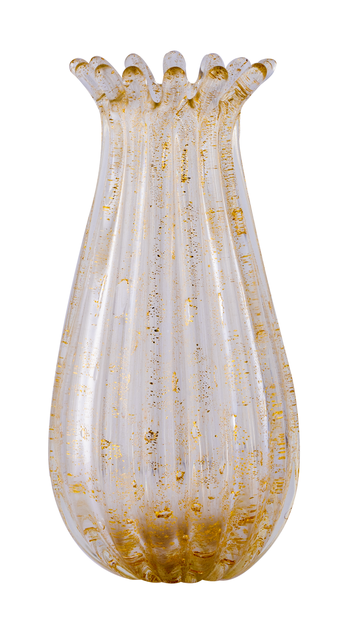 Murano Gold Flecks (Avventurina) with a Crown Ruffled Rim Vase