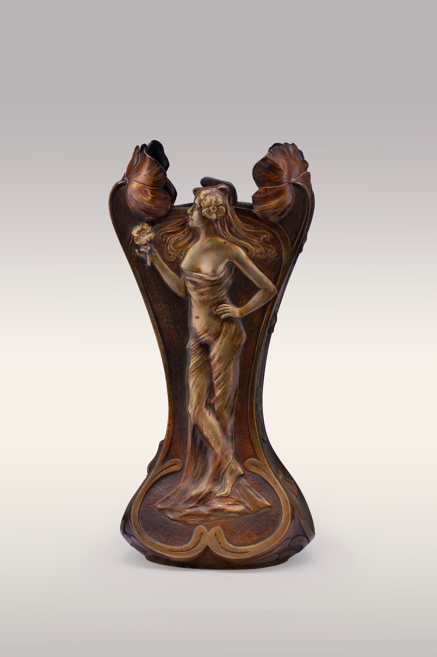 Art Nouveau Figural Vase with Female Relief