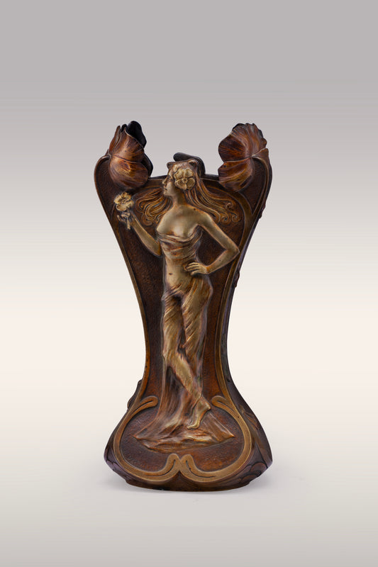 Art Nouveau Figural Vase with Female Relief
