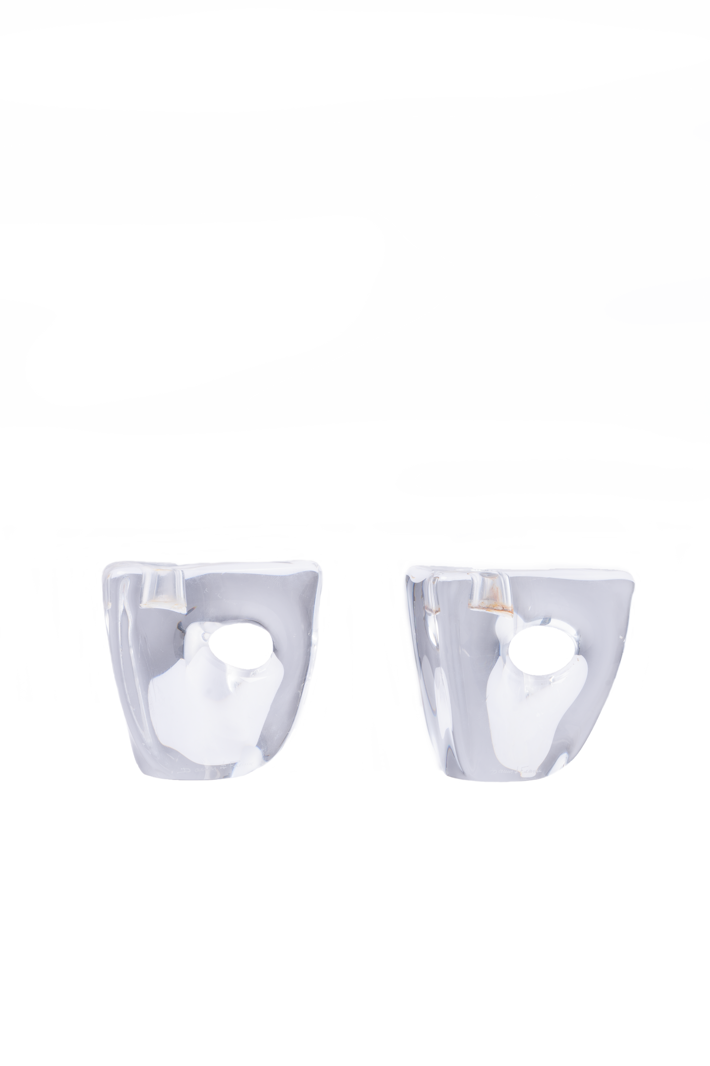 A Pair of Daum Crystal Candle-Holders