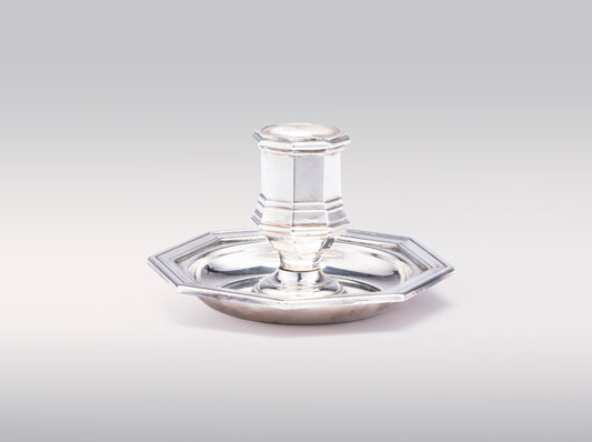 A Pair Heptagon French Art Deco Christofle Chamber Candlesticks