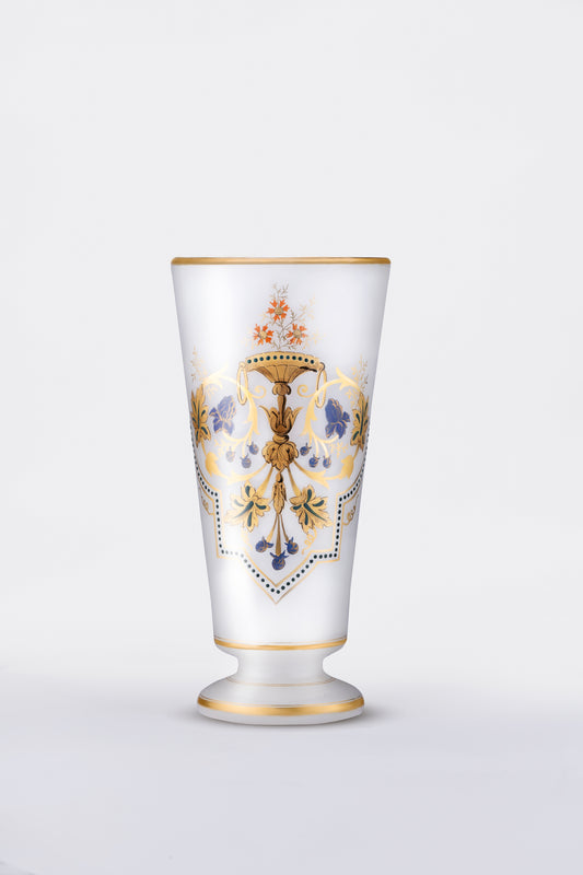 Bohemian Enameled Urn and Scroll Glass/Vase