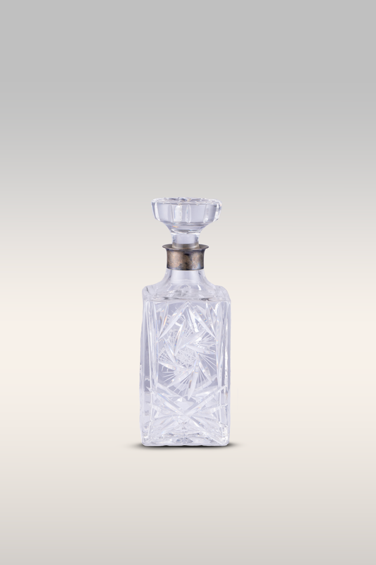 Decanter & Stopper with Silver Plated Collar-
