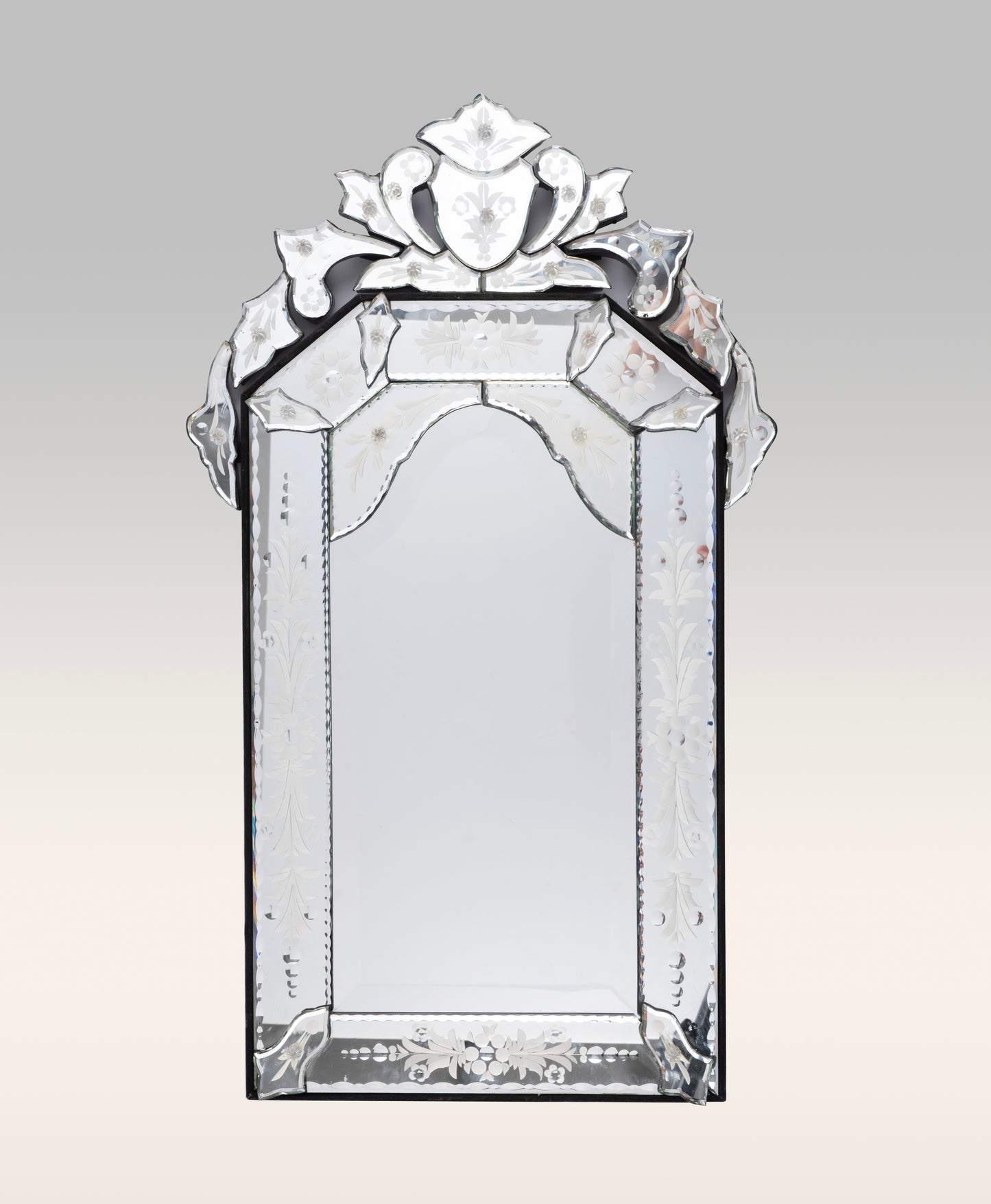 Venetian Beveled and Etched Glass Mirror