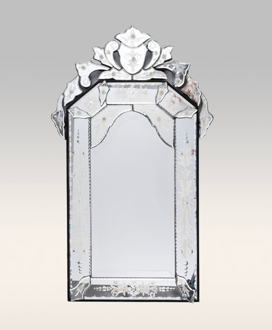 Venetian Beveled and Etched Glass Mirror