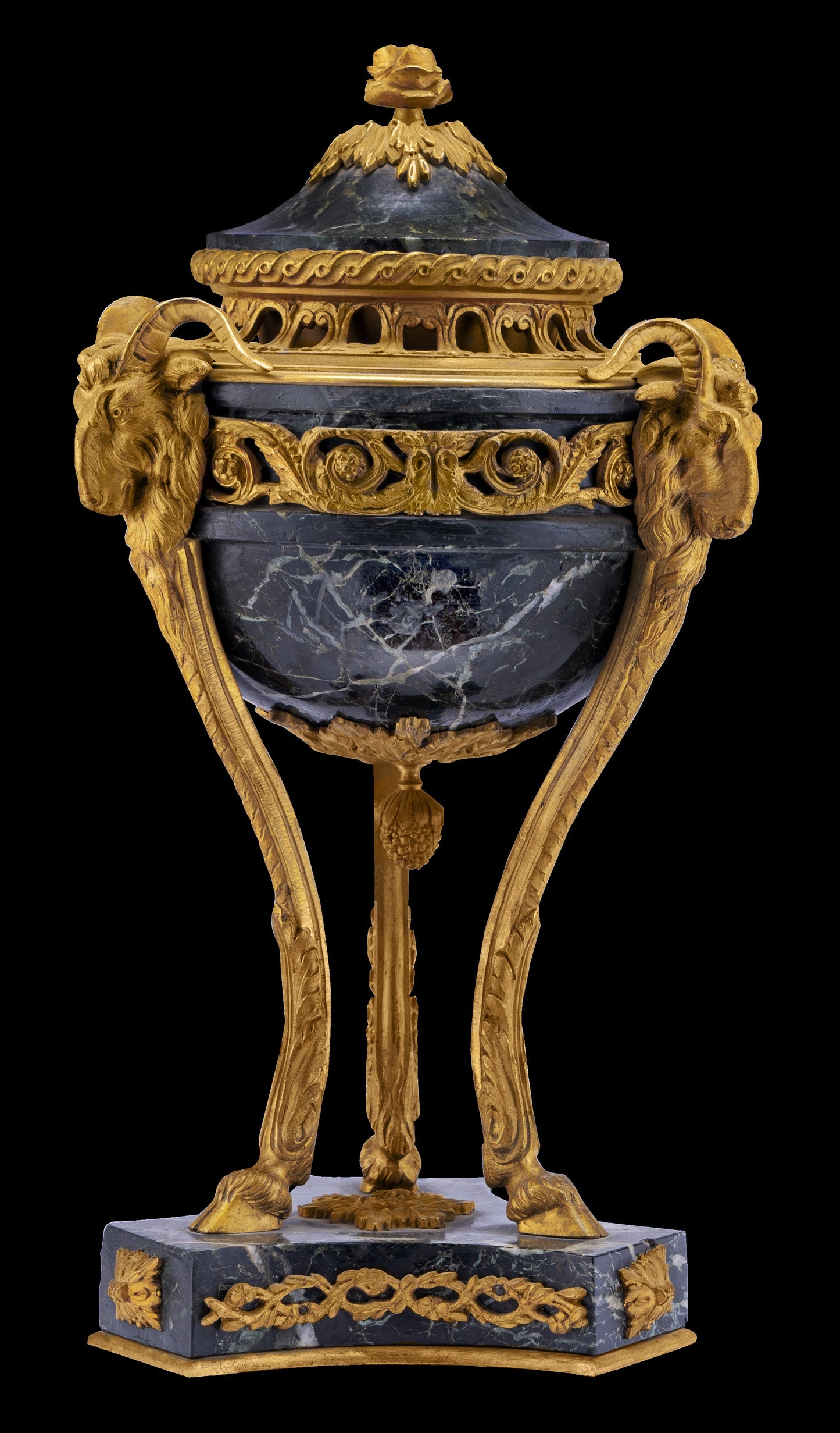 A Pair of Gilt-Bronze Mounted Porcelain Urn with Swan Handles